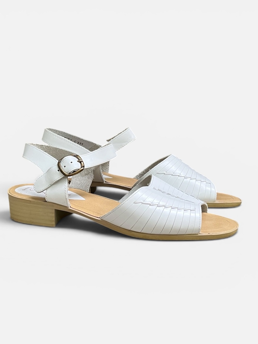 Leather Craft Huarache Adjustable Sandal in White Made in Brazil Size 8 1/2